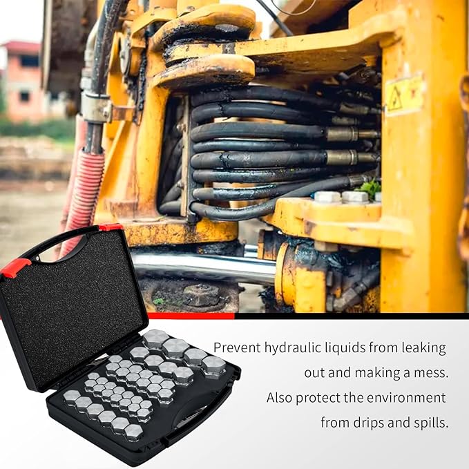 80 Pcs ORFS Cap and Plug Kit Hose Tube and Pipe Fitting Set Hydraulic O-Ring Face Seal Cap and Plug Kit Galvanized 45# Steel with Precision Threading Dash Sizes 04 06 08 10 12 16