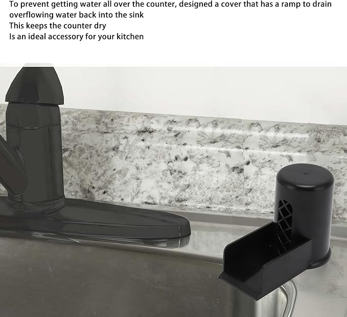 Dishwasher Air Gap Cover with Ramp, Replacement Air Gap Overflow Spout Extender for Dishwasher Air Gap Overflow Extender With Ramp For Kitchen Sink(Black)