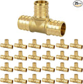 25 Pack 1/2" PEX Tee, PEX Fittings, Heavy-Duty Brass Crimp Fittings for PEX Pipes with Leak-Resistant Construction, NSF & UPC Certified