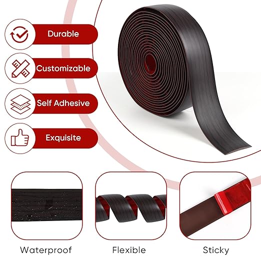 Floor Transition Strip Cover Strips, Self Adhesive Vinyl Flooring Transitions Flat Divider Strip for Floor Carpet,Threshold, Floor Tiles, Doorway and Gaps (Black Walnut, 2 Inch x 20 Feet)