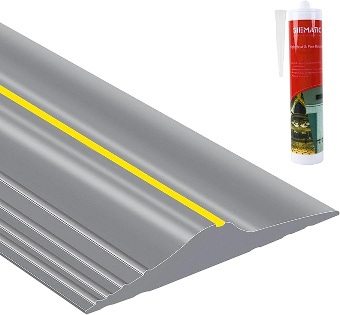 ToLanbbt 10Ft/3M Universal Garage Door Rubber Threshold Strip with 300ml Black Adhesive, Weatherproof Seal Strip DIY Weather Stripping Replacement (Grey+Yellow)