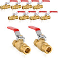 10 PCs HeSun Compression Ball Valve, 1/2'' Compression Brass Full Port Shut-off Valve, 600 WOG (Water, Oil and Gas), Red(VALVE115)