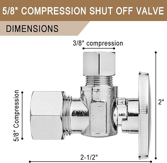 [10 Pieces] Lingmfg Angle Valve Shut Off Valve 5/8" Compression x 3/8" Compression LING-AV38-5/8COMP-A-10