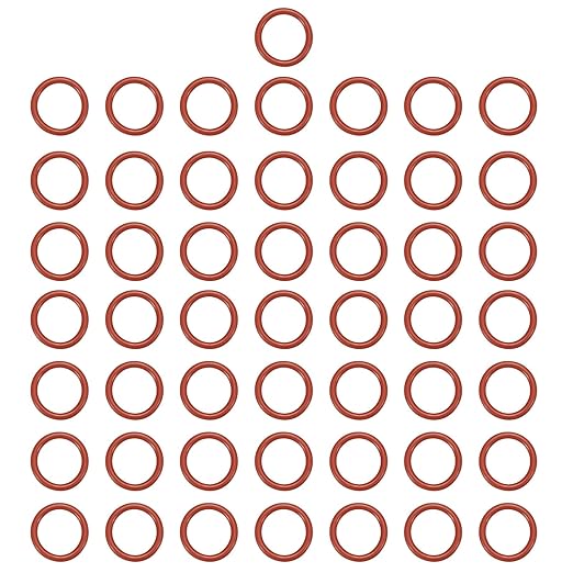 MECCANIXITY Silicone O-Ring 12mm ID 16mm OD 2mm Width Metric VMQ Sealing Gasket Replacement 50A Durometer for Plumbing Compressor Faucets Valves Repair (Red, Pack of 50)