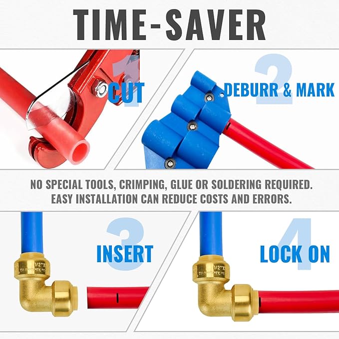 SUNGATOR 1/2 Inch 90 Degree Elbow, Push Pex Elbow 1/2 Inch, No Lead Brass Push-to-Connect Plumbing Fittings for PEX Pipe, Copper, CPVC, with 1 Disconnect Clip, Pack of 2