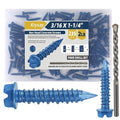 235Pcs 3/16 x 1-1/4 in Concrete Screws with Drill bits,Masonry Screws for Concrete Assortment Kit,Hex Head Block Cement Stacoo Screws and Anchors,Diamond Point,Blue Coated(2LB)