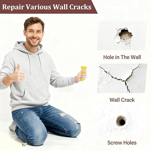 25 Pack Drywall Repair Kit – 4/6/8/10 Inch Drywall Repair Patch with Scrapers, Sandpapers, and Gloves – Perfect for Repairing Holes and Cracks in Walls