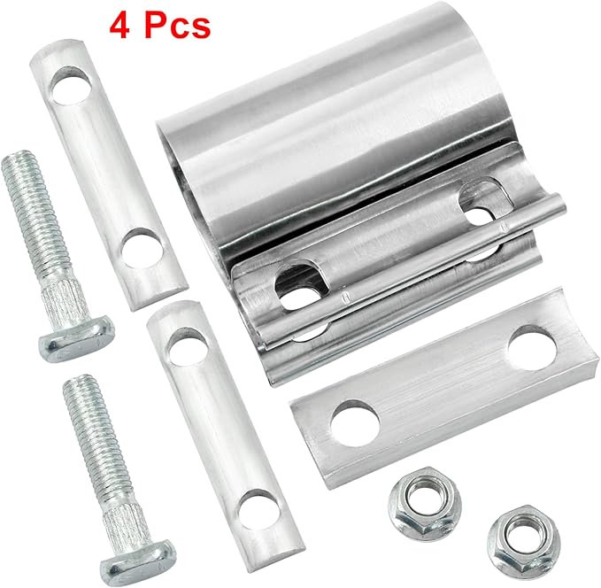 1-3/4'' Heavy Duty 304 Stainless Steel Lap Joint Exhaust Pipe Seal Band Clamp & Repair Clamp Sleeve Coupler for Emergency Pipe Repair, Pack of 4