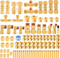 111Pcs Brass DOT Air Brake Line Fittings Assortment - 1/4" 1/8" 3/8" 1/2" Quick Connect Hose Fittings for Truck or Industrial System - Compression Nylon Tubing Repair Kit