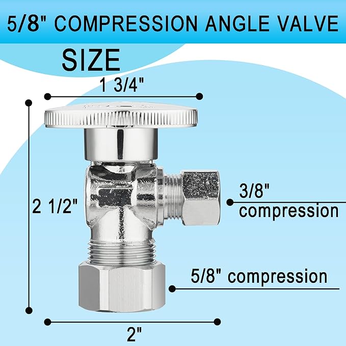 (10 Pack) Asterbacks Toilet Sink Shut Off Valve 5/8" Compression x 3/8" Compression Quarter Turn Water Angle Stops Valve