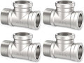 ChillWaves 304 Stainless Steel Pipe Fitting, Male Run Tee 1/2" NPT Female x 1/2" NPT Female x 1/2" NPT Male Thread Adapter(4-PACK)