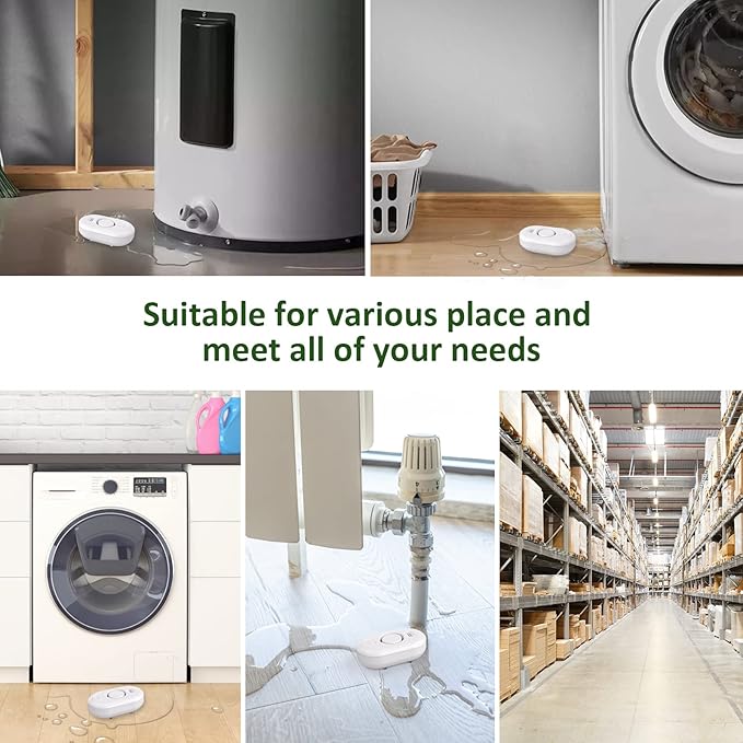 Water Leak Detector Sensor Alarm: Water Flooding Monitor for Home Adjustable Wet Moisture Alert Smart Sink Overflow Monitoring Pipe Leakage Drip Detection Warning for Basement Floor (5*Sensor)