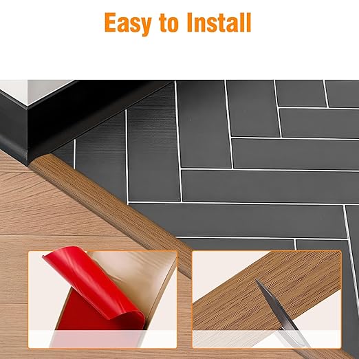 Floor Transition Strip Vinyl Self Adhesive Threshold Strip Carpet Edge Wood to Tile Laminate Flooring Gaps and Doorway Floor Cover Flat Divider Peel and Stick Trim (Yellow Wood, 5cm, 10FT)