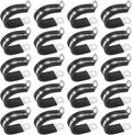 20-Pack Cable Clamps, 1-3/32 Inch/ 28 mm 304 Stainless Steel Rubber Cushioned Insulated Cable Clamp R Shape Metal Holder for Tube/Wire/Pipe/Loop Installation