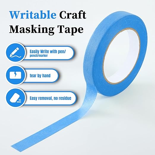 Blue Masking Tape,Painters Tape,Blue Painters Tape for Automotive paniting,DIY Paper Arts & Crafts, Spraying Drywall Paint, No Residue & Easy to Clean Up,12pcs 0.7in X 54 Yd Painter's Tape