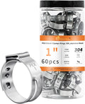 60pcs 1 inch PEX Cinch Clamps Rings, 304 Stainless Steel Single Ear Hose Clamps, Pex Crimp Rings for PEX Tubing Pipe Fitting Connections