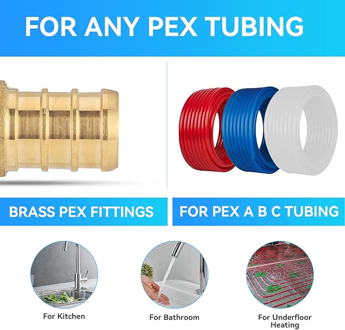 PEX Fittings, 1/2 Inch Female NPT Pex Drop Ear Elbow, Brass Fittings for Pex Pipe Connect(PEX1807159-20Pack)