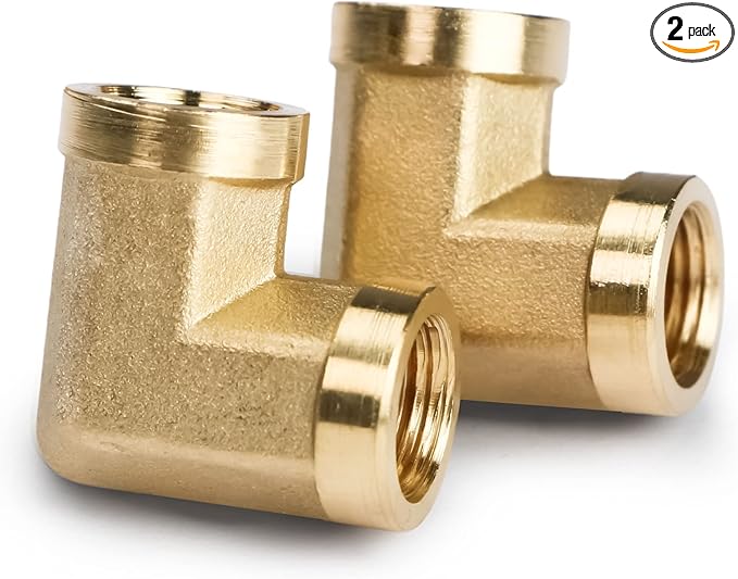 U.S. Solid 2pcs 90 Degree Barstock Street Elbow Brass Pipe Fitting (1/8" NPT Female x 1/8" NPT Female)