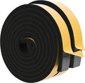 ToLanbbt Black Door Window Weather Stripping Self Adhesive Foam Tape High Density Foam Sealing Strip Window Insulation Weatherproof Gasket Tape 1" Wide X 1/2" Thick, 10 Ft X 2 Rolls, Total 20 Feet