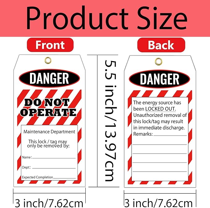 Pop Resin 50 Pcs Lockout Tagout Tags Do not Operate Equipment Labels with 50 Zip Ties OSHA Compliant for Out of Service Machine Maintenance (English)
