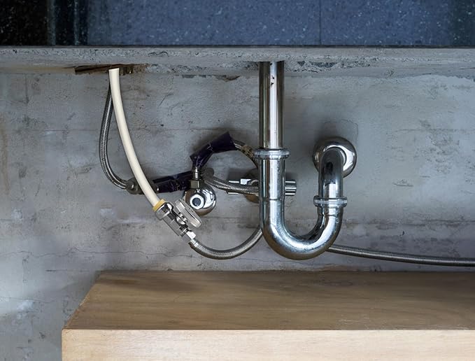 Stop Valves, 1/2" × 3/8" Straight Stop Valve, 1/2" PTC Input, 3/8" OD Compression Output, Push to Connect, 1/4 Turn, Chrome Plated Brass for Faucet, Toilet Valves, No Lead