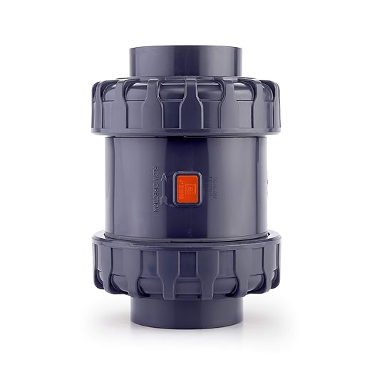 HYDROSEAL Sharkfellow 4’’ PVC True Union Ball Check Valve with Full Port, ASTM F1970, with EPDM Seals, Corrosion-Free, Service Free, Rated at 200 PSI @73F, Gray, 4 inch Socket (4'')