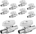 10-PCs HeSun Pex Barb Crimp Straight Stop Valve, 1/2" PEX x 1/2" PEX Straight Stop, 1/4 Turn Shut Off Valve for Bathroom, ASTM F1807(VALVE105-10)