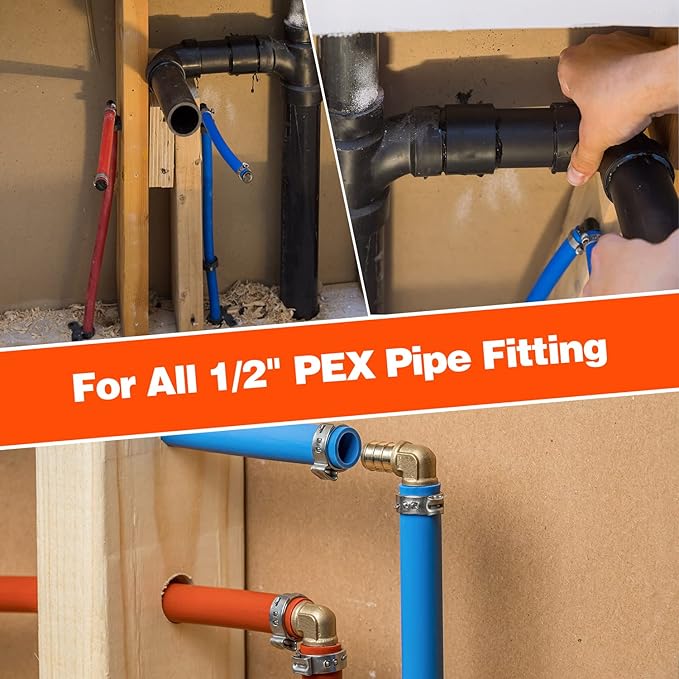 200 Pack 3/4" PEX Cinch Clamps, Stainless Steel Single Ear Hose Clamps