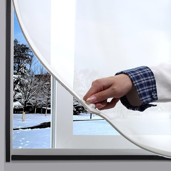 DIY Magnetic Window Insulation kit Frosted Film with White Frame Max 47"X51"Fits Any Size Smaller