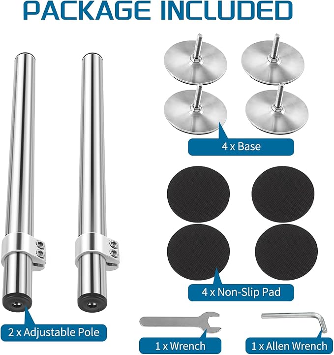 Snowtaros Undermount Sink Brackets, Stainless Steel Undermount Sink Support, 17.7“-31.1" Adjustable Support Pole, Undermount Sink Repair Kit for Kitchen, Bathroom (2 Pack)
