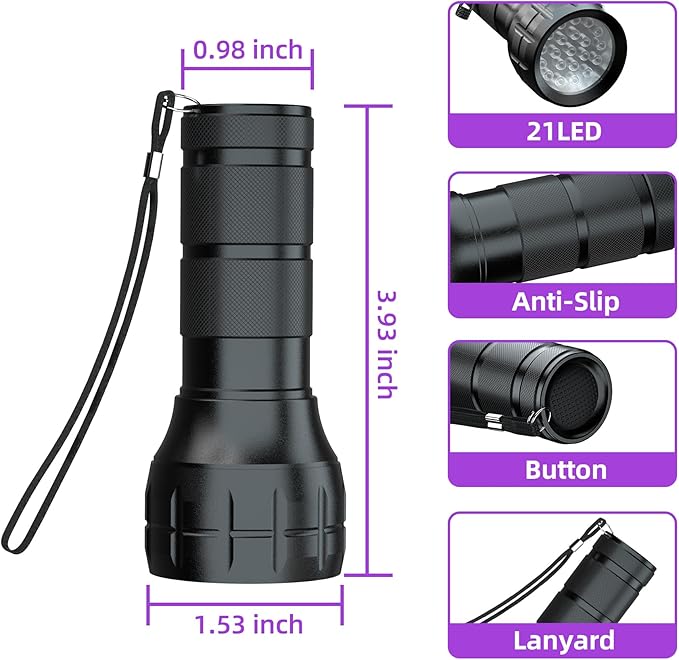 COSOOS Air Conditioner Leak Detector Tool, AC Leak Detector Kit, UV Light for AC UV Dye Leak Detection, Oil Dye Leak Detector with Protective Glasses