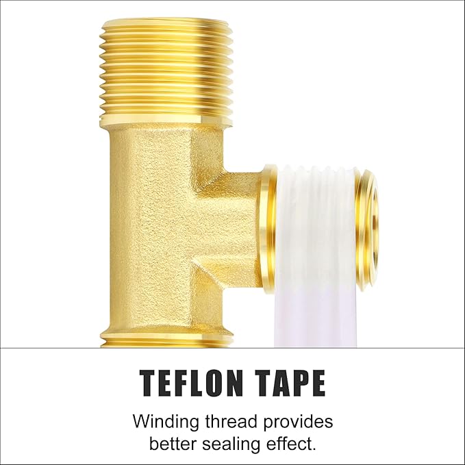 GASHER 5PCS Brass Compression Tube Tee Pipe Fitting Connector，1/4" OD x 1/4" NPT x 1/4" OD，Male Branch Tee