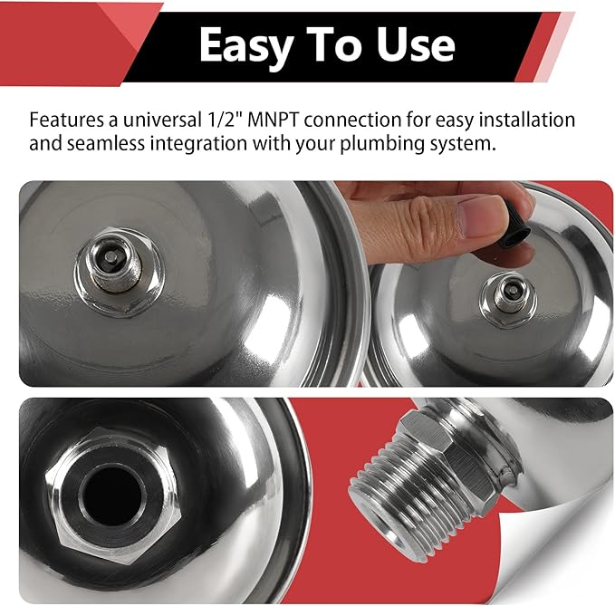 EFIELD 2-Gallon Capacity Mini Thermal Expansion Tank (0.16L), Stainless Steel Hammer Arrestor with 1/2 Inch Threaded For Tankless Water Heater, Water Dispensing/Beverage Appliances (TANK003)