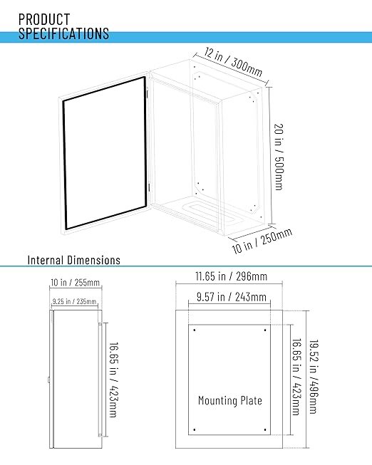Waterproof Electrical Enclosure 20 x 12 x 10'', Outdoor Electrical Box Weatherproof, Electrical Junction Box with Reinforced Lock