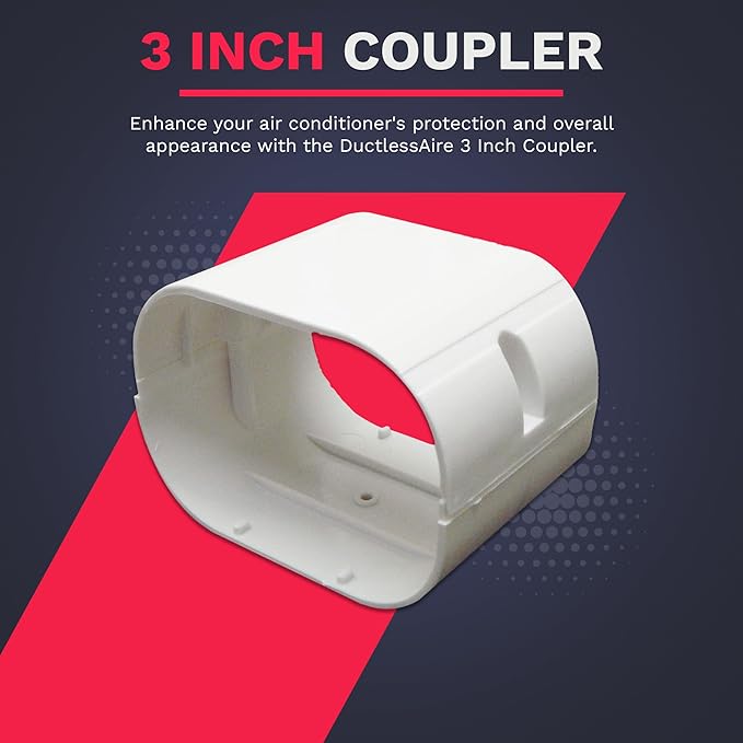 DuctlessAire Mini Split Line Set Cover - Lineset Covers for Mini Split Condenser, Central Air Systems, HVAC, Heat Pumps and More - AC Unit Cord Protector - Air Conditioner Accessories (3" Coupler)