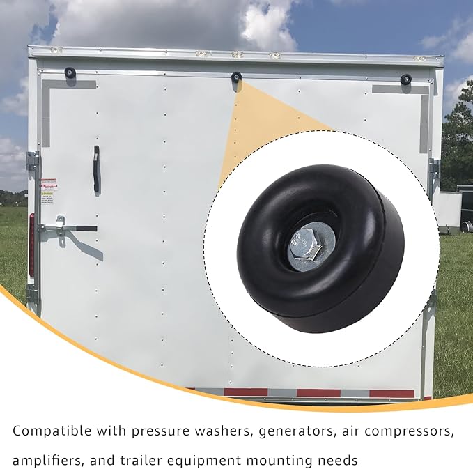 Heavy Duty Rubber Anti Vibration Foot 1 x 2.5 Inch 4-Pack Fits for Trailer Bumper Generators Pressure Washers air Compressors