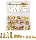 220PCS Compression Fittings Assortment kit - 4 sizes (1/4", 3/8", 5/16", 1/2") of Brass Compression Sleeve Ferrule, Insert and Nuts,Connect Lines for Air,Water,Fuel,Oil and Inert Gases