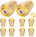 10-Pack HeSun Pushfit Female Adapter, 1/2" FNPT x 3/4" Push to Connect Plumbing Fittings with Disconnect Clip, Brass Push-fit Fittings for PEX, Copper, CPVC, PE-RT Pipes(PF133-10)