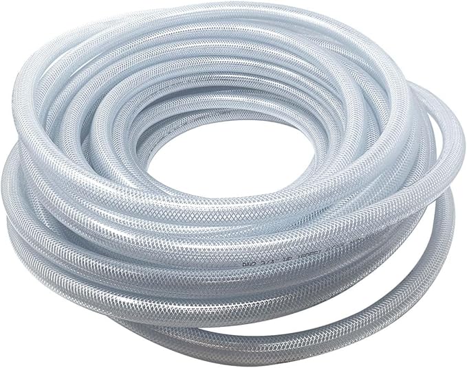Gloxco Clear Braided PVC Tubing, Food Grade, Heavy Duty Reinforced Hose, 3/4" ID, 100 Ft Length