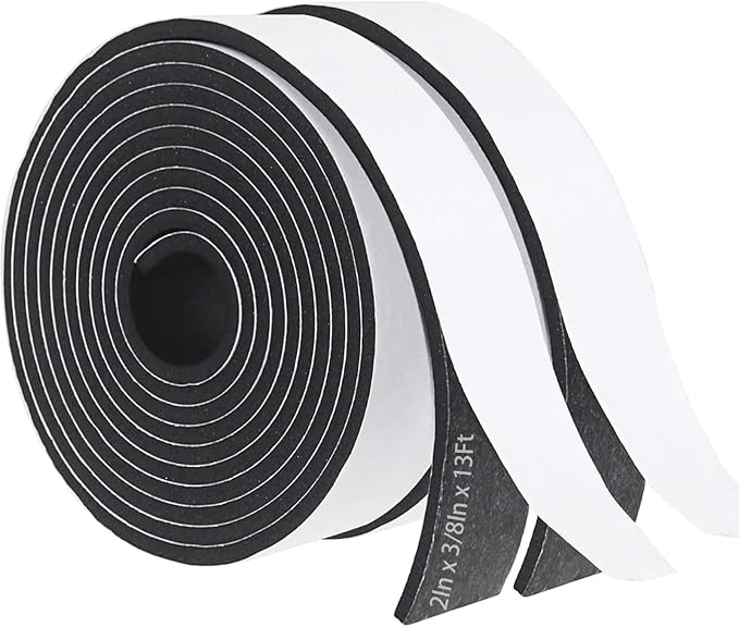 Storystore Foam Insulation Tape Self Adhesive, 2In x 3/8In x 13Ft Weather Stripping for Doors and Windows, Sound Proof Soundproofing Door Seal, Weatherstrip, Air Conditioning Seal Strip