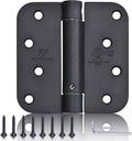 Self Closing Door Hinges 4 inch Matte Black Auto Close Hinge Adjustable 4 x 4 Inch Spring Hinges 5/8" Radius Corner Commercial Auto Door Closer Hinge UL Listed, 6 Pieces