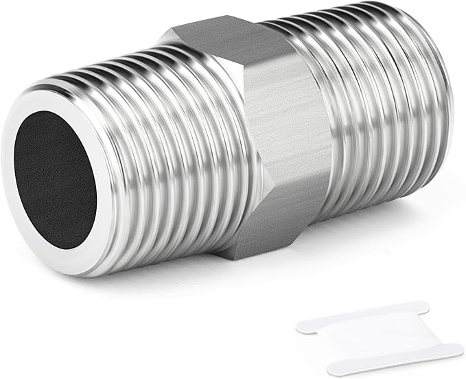 TAISHER 5PCS 304 Stainless Steel New Hex Nipple, 3/4" NPT Male x 3/4" NPT Male, Pipe Adapter Fitting