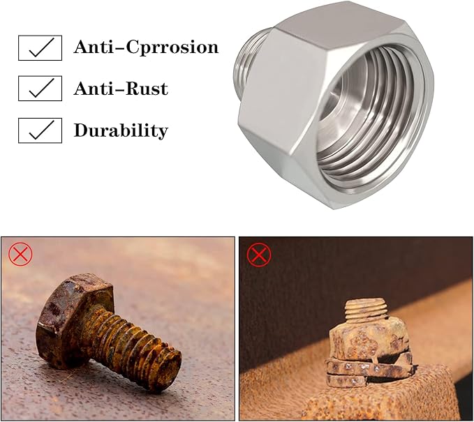 Nickel Plated Brass Pipe Fitting Water Hose Adapter G 1/2 Female to 3/8 Male Compression Converter Reducer Connector for Kitchen Faucet with Rubber Washers (Pack of 4)