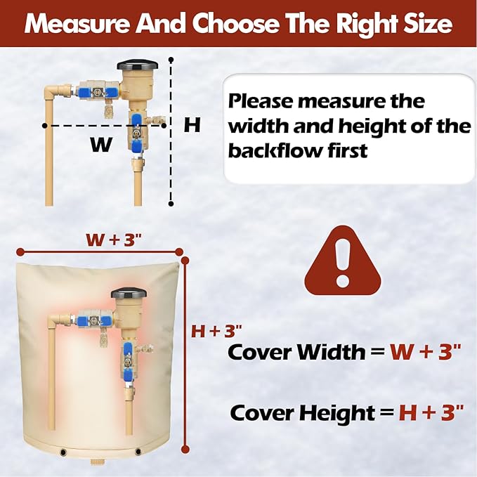 SUNICO Backflow Preventer Insulation Cover (5°F) - 5-Layer Upgrade Insulated Design Sprinkler Cover for Outside,24" W X 26" H, Backflow Insulation Cover for Sprinkler Valve ,Winter Freeze Protection