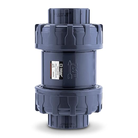 HYDROSEAL Sharkfellow 1 1/4’’ PVC True Union Ball Check Valve with Full Port, ASTM F1970, with EPDM Seals, Corrosion-Free, Service Free, Rated at 200 PSI @73F, Gray, 1 1/4 inch Socket (1 1/4'')