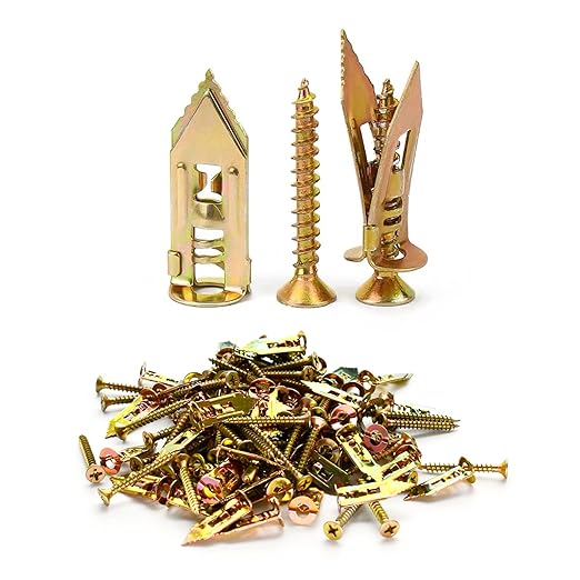 200 PCS Self Drilling Drywall Anchors with Screws, Upgraded Zinc Plated Steel Self Drilling Anchors, Easy Application No Drilling Required (100 pcs Steel Anchors and 100 pcs zinc Screws)