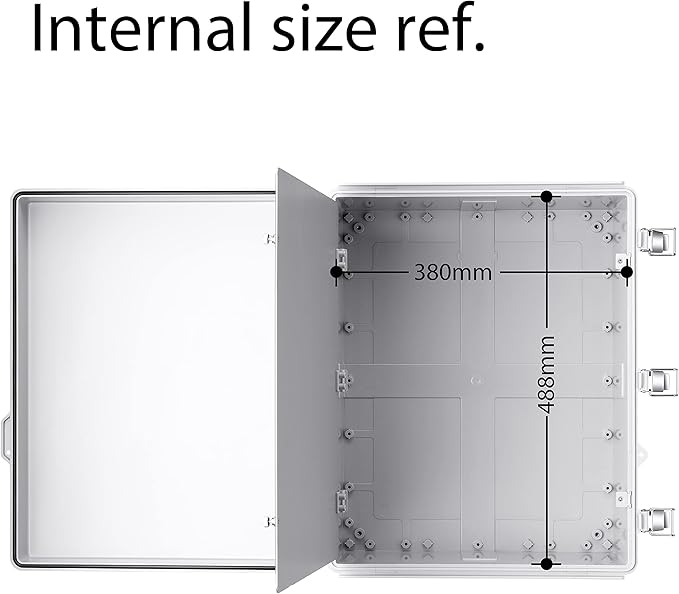 Junction Box, IP67 Waterproof Plastic Enclosure for Electrical Project, Hinged Grey Cover, Includes Mounting Plate and Wall Bracket (Grey Cover with Inner Door, 20"×16.1"×7.9")