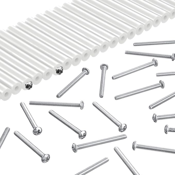 48 Pieces Electrical Outlet Spacers Extender Kit Includes 24 pcs 3 Inch Switch and 24 1-1/2 Inch 6-32 Thread Flat Head Device Mounting Extra Long Electrical Outlet Screws(White)