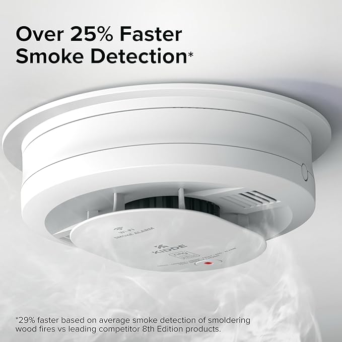 Kidde Smart Smoke and Carbon Monoxide Detector, Ring App Enabled for Real-Time Notifications, Hardwired Alarm, AA Backup Battery