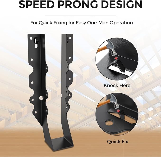 20Pcs Black 2x10 Joist Hangers for Wood,18 Gauge Face Mount Joist Hanger,Lu210 Joist Hangers Powder Coating,Hurricane Ties for Rafter,Rafter Brackets 2x10 for Deck,Floor,Roof Overhang,Ceiling Joist